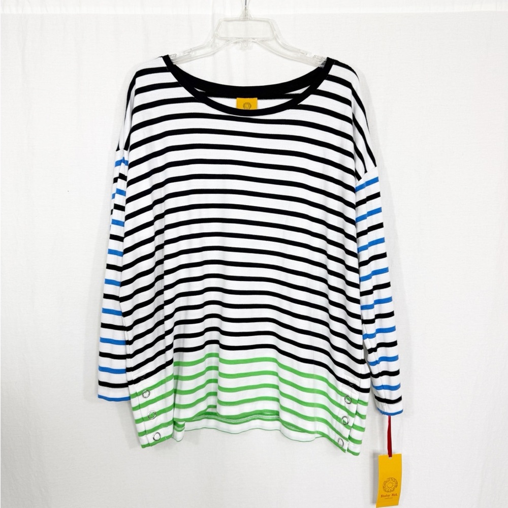NEW Ruby Rd. Easy Street Terry Striped Tunic Top, Size XL
